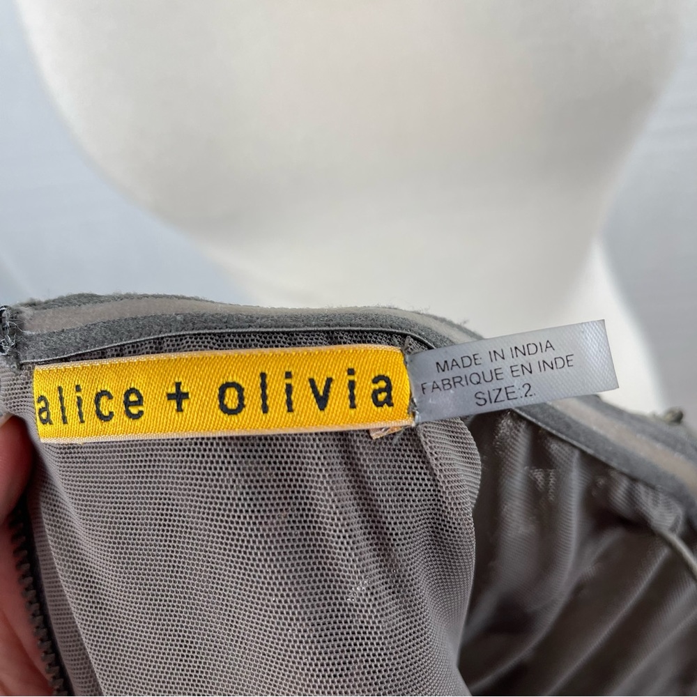 Alice & Olivia Strapless Sequin Mesh Mini Dress 2 - Picture 2 of 10